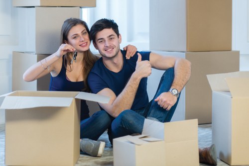 Movers Harrow recycling boxes and reusable moving materials